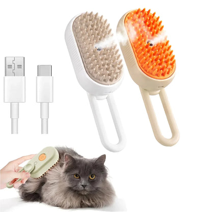 Steam Pet Brush 3-in-1 — Self-Cleaning Grooming Brush for Cats & Dogs