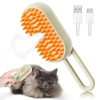 Steam Pet Brush 3-in-1 — Self-Cleaning Grooming Brush for Cats & Dogs