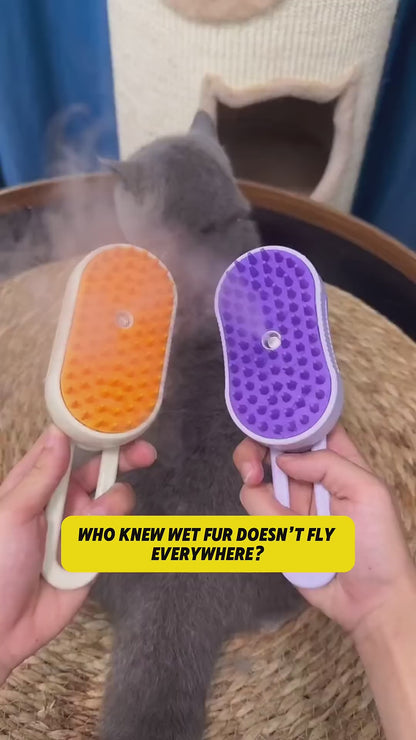 Steam Pet Brush 3-in-1 — Self-Cleaning Grooming Brush for Cats & Dogs